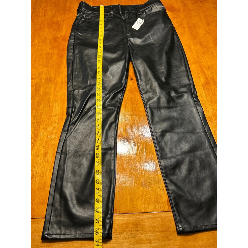 Gap High Rise Vintage Slim Faux Leather Pants Black Womens Edgy Quiet Luxury - Picture 4 of 11